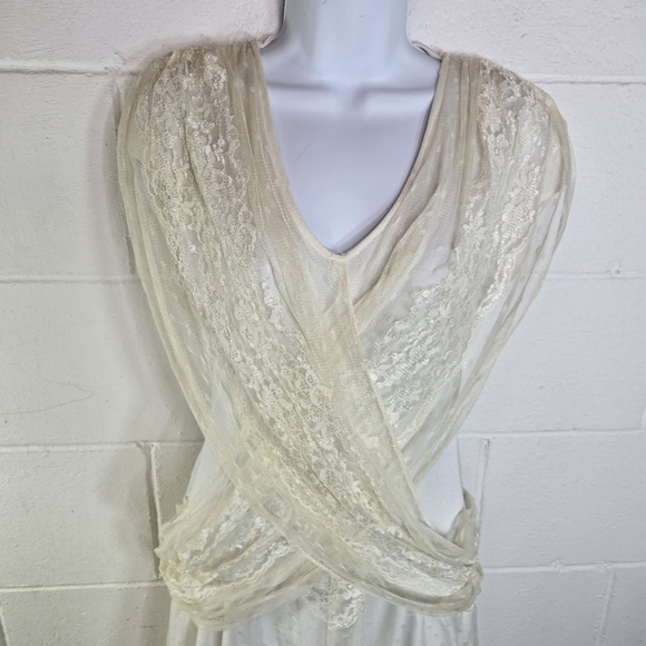 Vtg 70s 80s Steppin Out Boho Hippie Disco Stevie Ivory Lace Dress - Picture 12 of 13